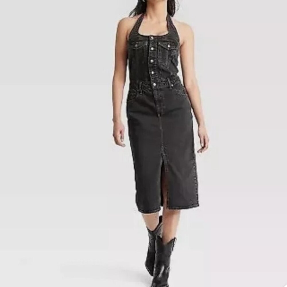 Universal Thread Denim Halter Top Slit Dress Size XXL / 17